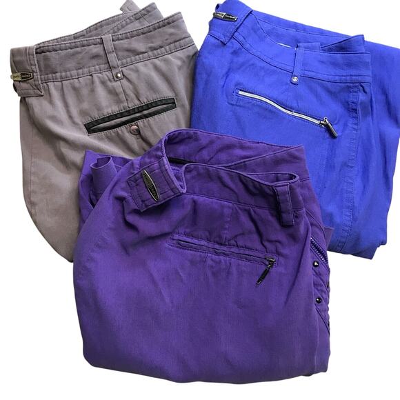 Lot of 3 Jamie Sadock Pants Womens 12 Black Capri Utility Zip Pockets Stretch - Picture 1 of 16